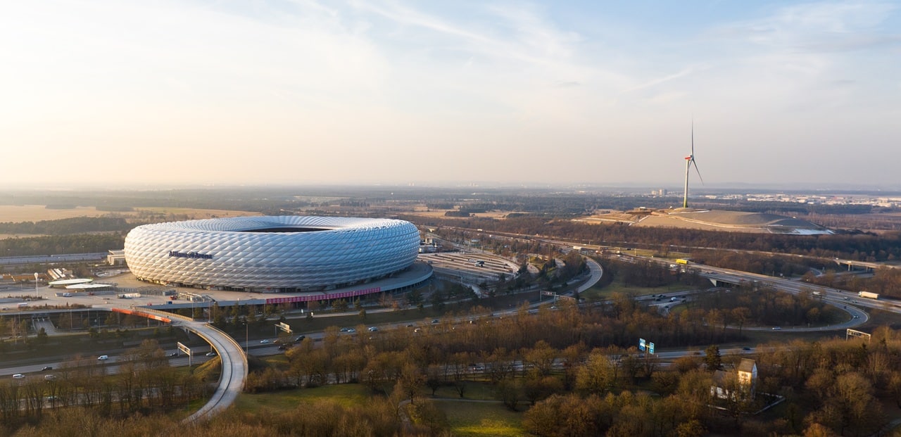 allianz,arena,in,munich,in,germany,at,golden,hour
